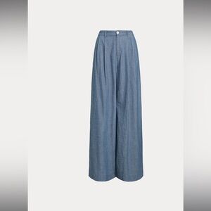 Lauren by Ralph Lauren Pleated Chambray Wide-Leg Pant